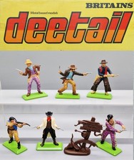 Britains Deetail Dismounted Cowboys 2nd Series,  Full Set & Accessory - Ref 7660