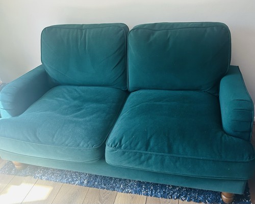 Two seater green velour - green, sofa