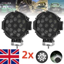 2PCS 7inch Round LED Work Light Bar 51W Spot Lights Driving Lamp Offroad SUV 4x4