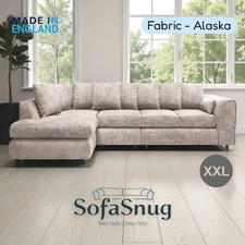 XXL ALASKA L SHAPE CORNER SOFA SET  4 5 SEATER FURNITURE SETTEE SUITE POUFFE 3+2