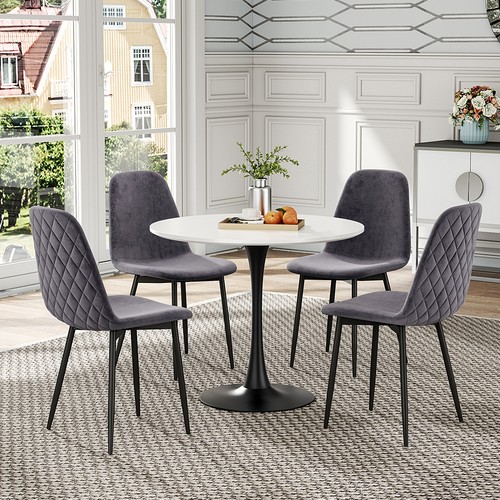 Round dining table 4 grey - round, &