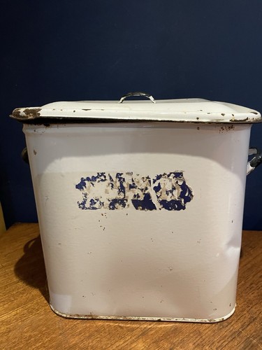 Vintage white enamel bread - vintage,