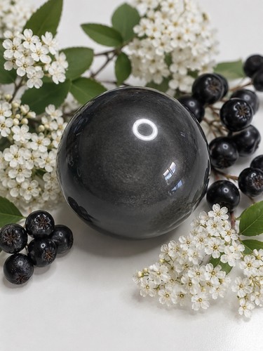 Silver obsidian crystal ball - obsidian,