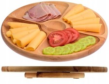 Rotating Lazy Susan Round Circular Wooden Serving Food Snack Ash Wood 33 cm