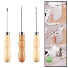 3x Sewing Awl Wood Handle
