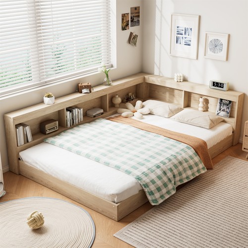 Wooden storage bed frame with - wooden,