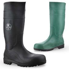 Mens Wellingtons Waterproof Safety Steel Toe Cap New Work Rubber Rain Boots size