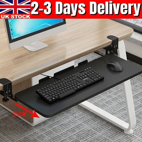 Keyboard tray under desk with - desk,
