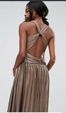 Vintage JOSEPH RIBKOFF Backless Gold Evening Swing Dress Crystals Sz 10 UK New 