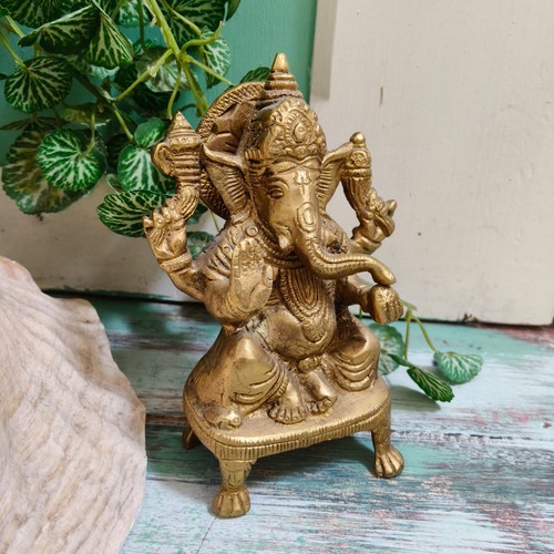 Brass ganesh hindu statue - brass,