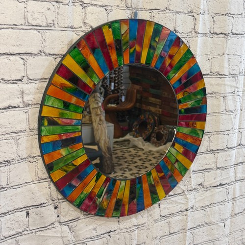 Rainbow line black mosaic tile - line,
