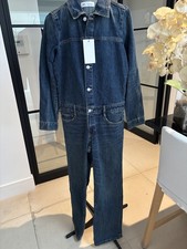 ZARA Denim Blue Jean Jumpsuit Union Suit Women Size Medium Classic Denim