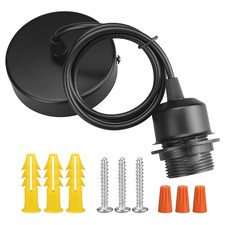 Black Pendant Light Fitting Ceiling Rose E27 Suspension Light Base Lamp Holder