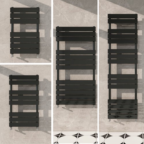 Black towel rail radiator - black,
