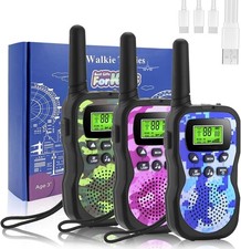 Kids Walkie Talkies 3 Pack Rechargeable Camo 2 Way Radios Boys Girls 3-12