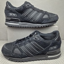 Adidas ZX 750 Trainers UK 8 Men's Black White Retro Suede Sneakers Originals 