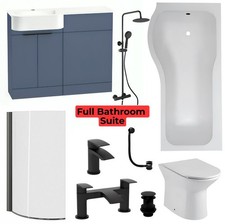 Blue P Shape Unit & Bath Full