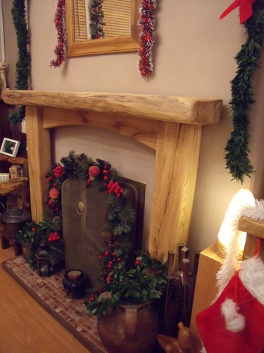 Rustic oak fireplace - rustic, surround