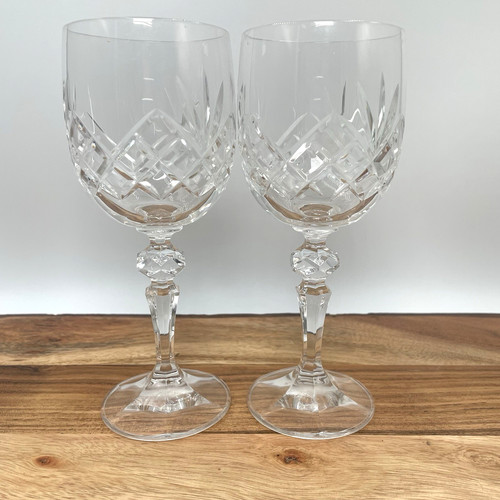 Pair cut crystal wine glasses - pair,