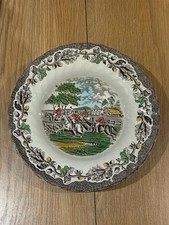 Vintage Myotts Country Life Handpainted Plates Set Of 5 -Fine Staffordshire Ware