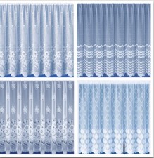 White Lace Net Curtains Slot Top Heading - Sold By The Metre - Free Postage -