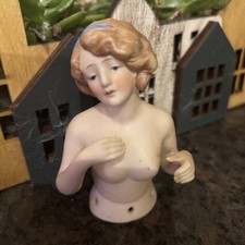 Antique Bisque Pin Cushion Half Doll Arms Away Lovely Face