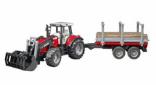 Bruder Massey Ferguson 7480 with Front Loader and Timber Trailer 1:16