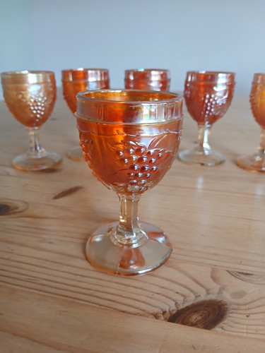 Set amber pressed glass - set,