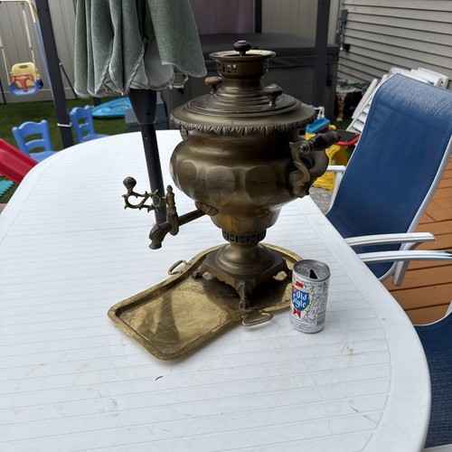 Antique russian brass samovar - brass,