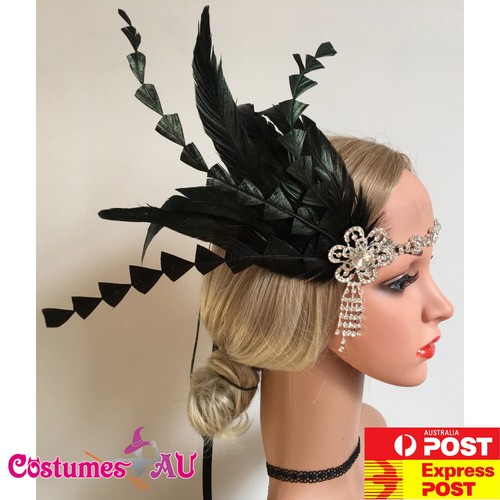 1920s headband black feather - 1920s,