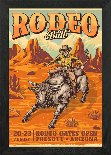 Rodeo bull show western framed - bull,