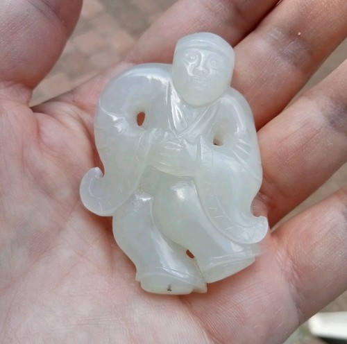 Chinese white jade - white, carved