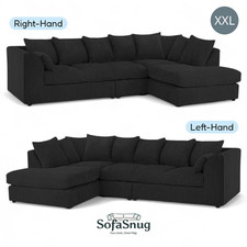 XXL JUMBO CORD L SHAPE CORNER SOFA SET  4 5 SEATER FURNITURE SETTEE SUITE POUFFE