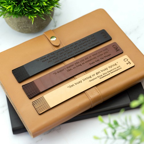 Personalised leather bookmark - personalised,