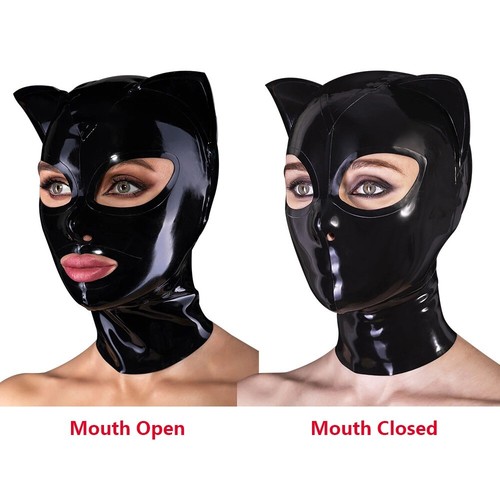 Latex hood with cat ear - hood,