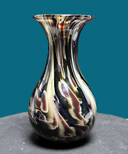 Adrian Sankey, cumbria hand made swirl glass vase with label - VGC 13.5cm