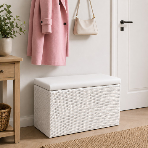 Storage bench ottoman - ottoman,, natural