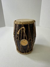 Vintage Indian Wooden Dholak/Dholki Drum Handmade Percussion 6"Instrument Bhajan
