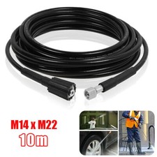 10M High Pressure Washer Hose Pipe Jet Wash Lance M14 X M22 Thread Replacement