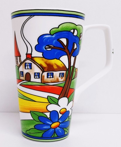 Village art deco mug - deco, bone