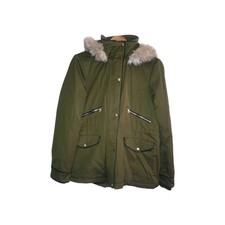 Zara Water Repellent Khaki Parka Coat With Hood Size M 8 10