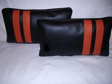 2 Black & Orange Faux Leather