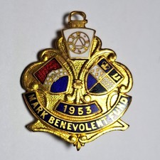 VINTAGE 1953 MARK BENEVOLENT FUND MASONIC ENAMEL PIN BADGE