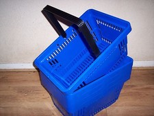 5 Plastic Shopping Baskets with Single Handle Blue. Black. Green. Red or Yellow.