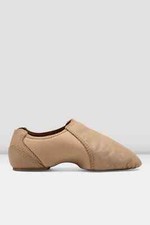 BLOCH Spark Split Sole Slip on Jazz Shoes Leather with Neoprene Arch S0497 Tan