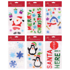 Christmas Window Stickers Xmas Santa Snowman Gel Decal Wall Home Shop Decor