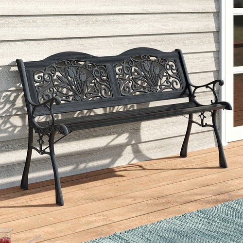 Metal garden bench slatted - bench, 2