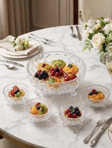 7pcs footed glass bowls set - footed,