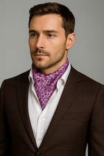 Satin Lilac Men’s Purple Floral Silk Cravat Formal Wedding Ascot Scarf 717 UK