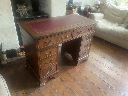 Captains desk red leather - captains,